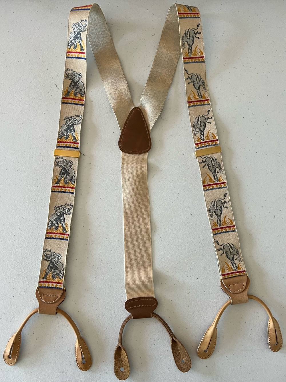Trafalgar Limited Edition Silk Suspenders Elephant Donkey Republican Democrat